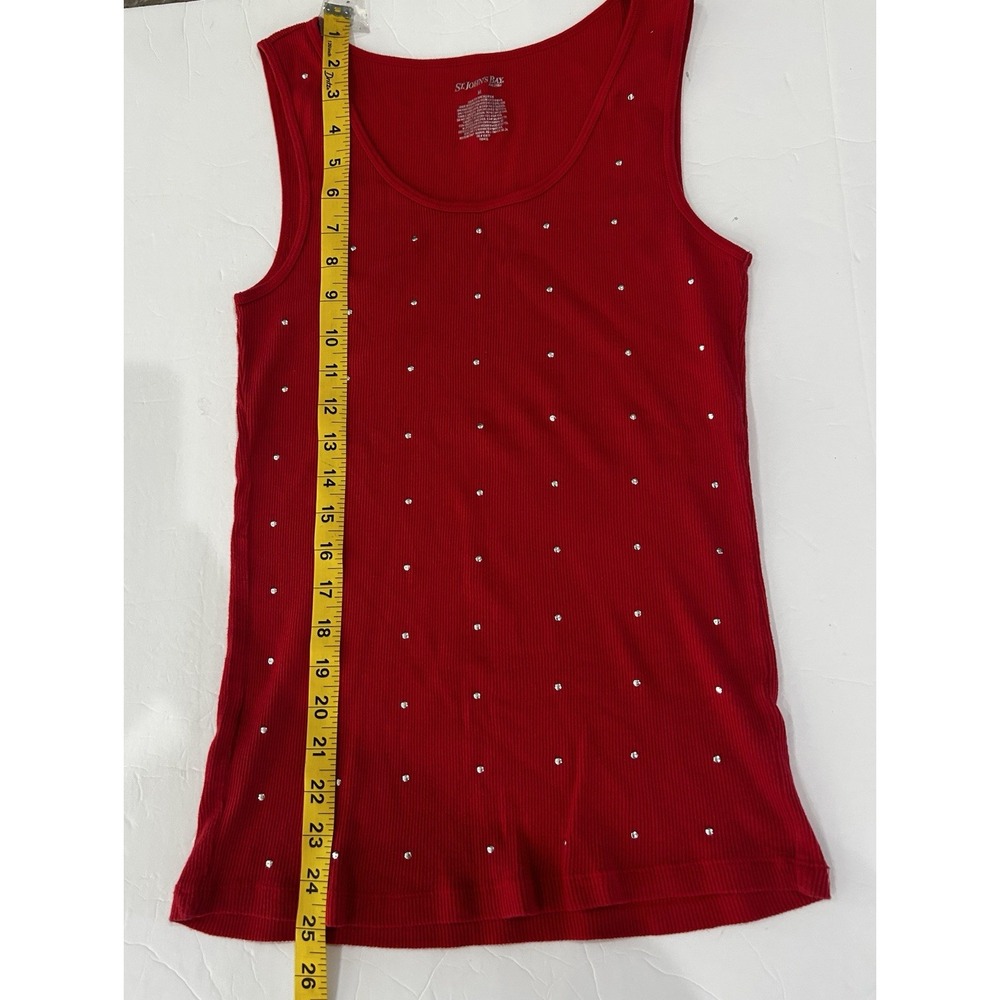 Y2K Ribbed Knit Fitted Tank Top Size M Studded Bling Bratz Baddie Grunge Emo Alt - Picture 11 of 12